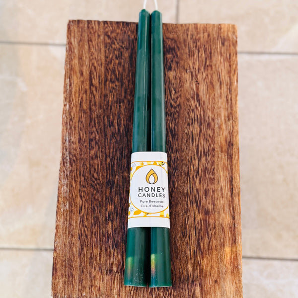 Forest Green Beeswax Tapers