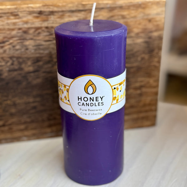 Violet Beeswax Pillar 7"