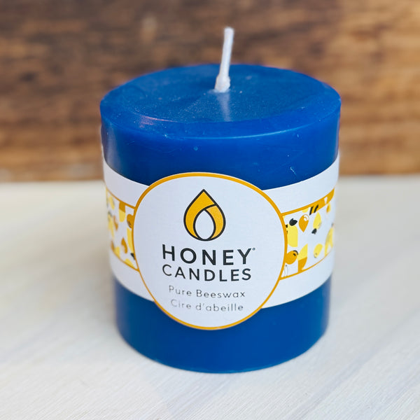 Royal Blue Beeswax Pillar 3"