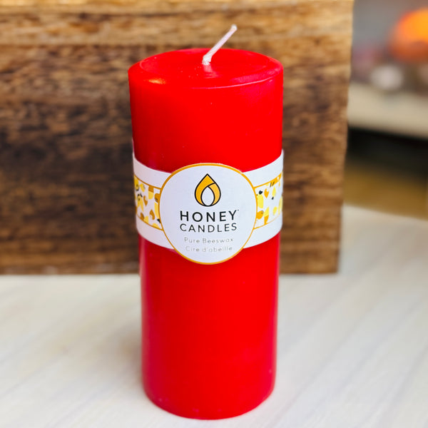 Red Beeswax Pillar 7"