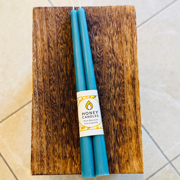 Glacier Blue Beeswax Tapers
