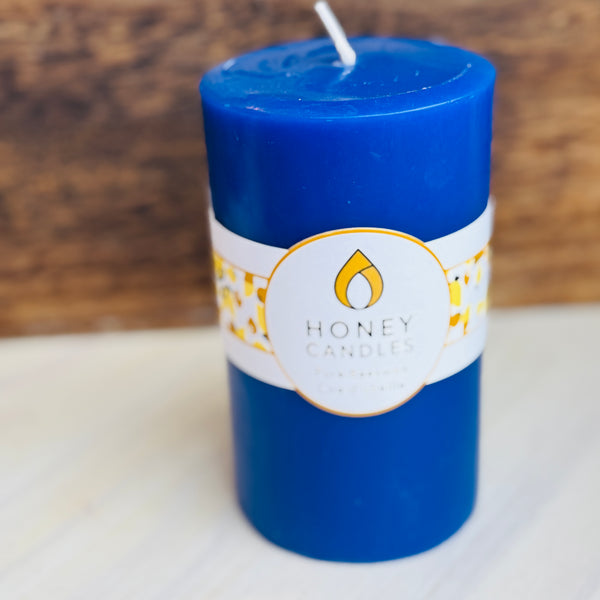 Royal Blue Beeswax Pillar 5"