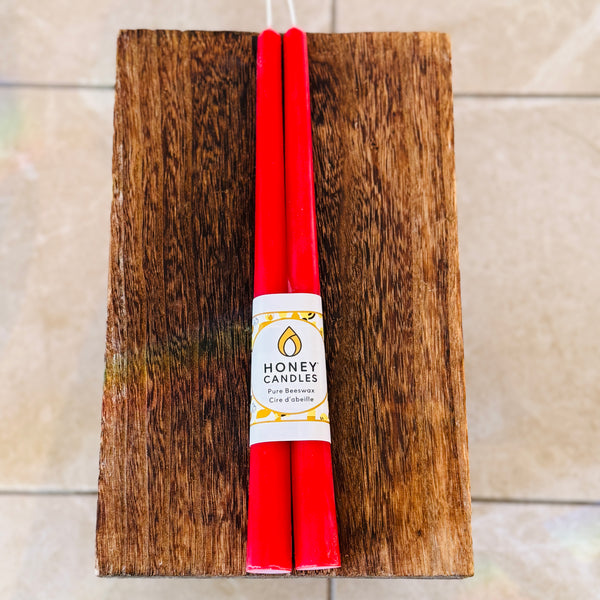 Red Beeswax Tapers