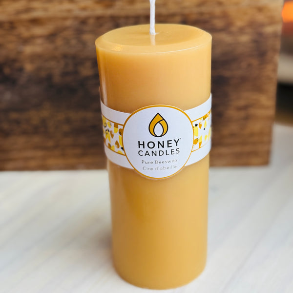 Natural Beeswax Pillar 7"