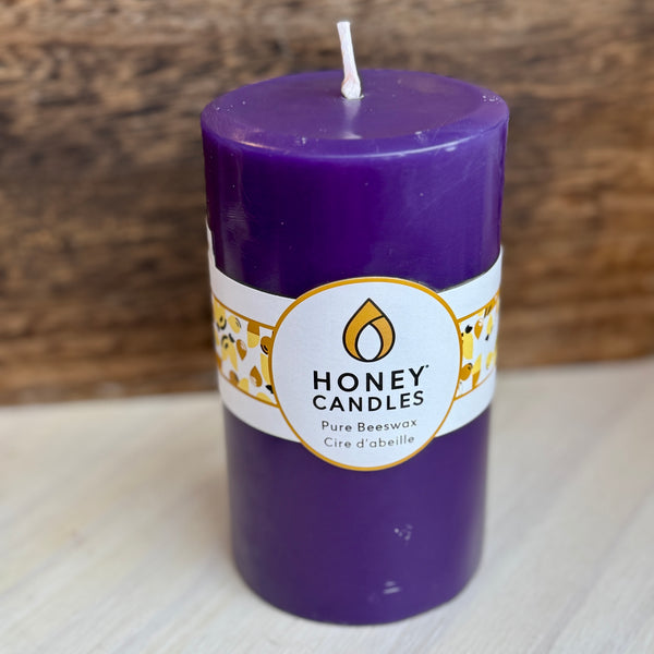 Violet Beeswax Pillar 5"