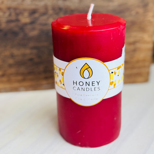 Burgundy Beeswax Pillar 5"