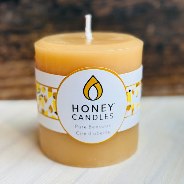 Natural Beeswax Pillar 3"