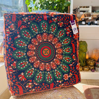 Red Peacock Mandala Cushion