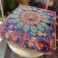 Red Peacock Mandala Cushion