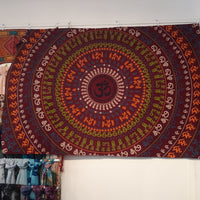 Aum Mandala Wall Covering-Burgundy/multi-coloured