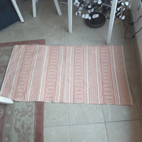 Peach Geometric Woven Carpet