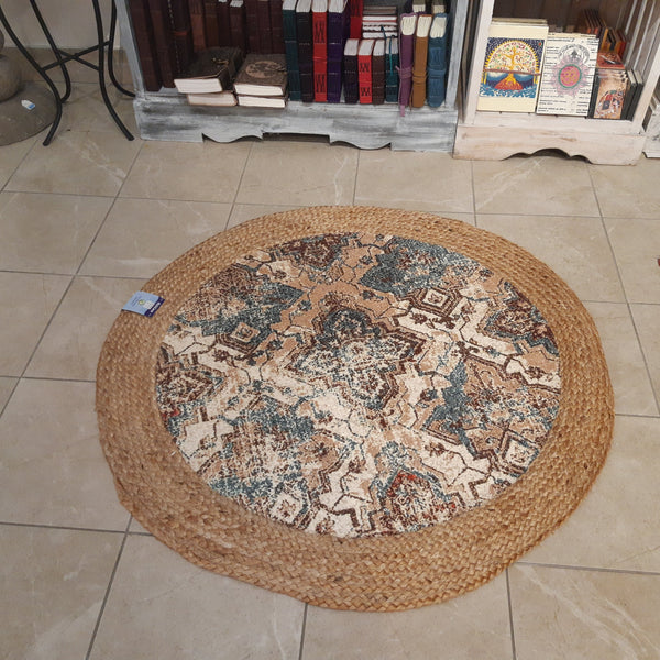 Damask-Print Cotton and Jute Reversible Carpet