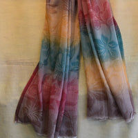Cashmere scarf, floral jacquard